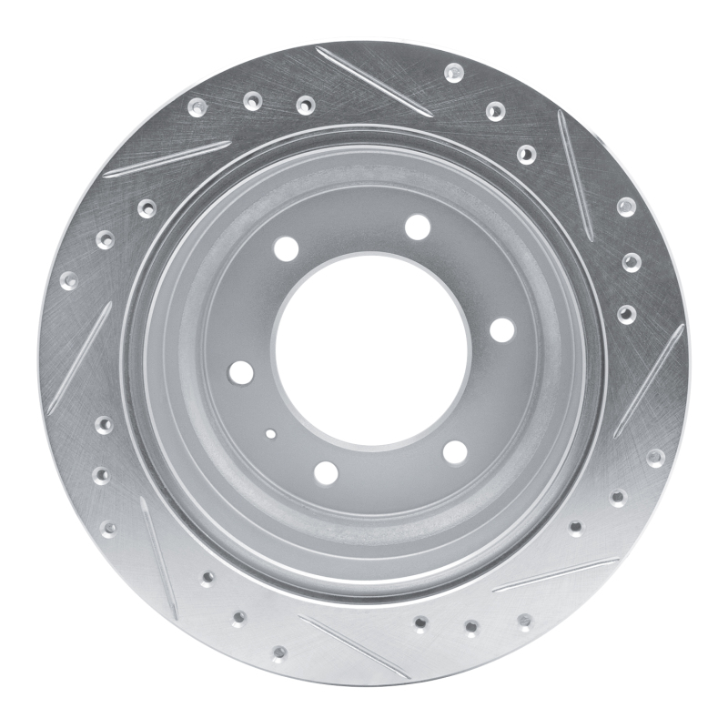 Acura SLX Brake Rotor (1) - Rear Left - R1 Concepts - Drilled & Slotted - Silver - `92-`04